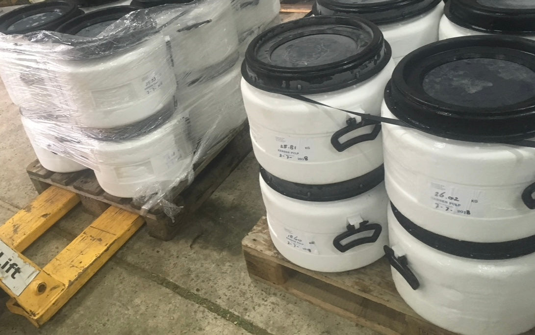 KERSENPULP - INGEVROREN ONTPITTE KERSEN 25 KG VERPAKKING